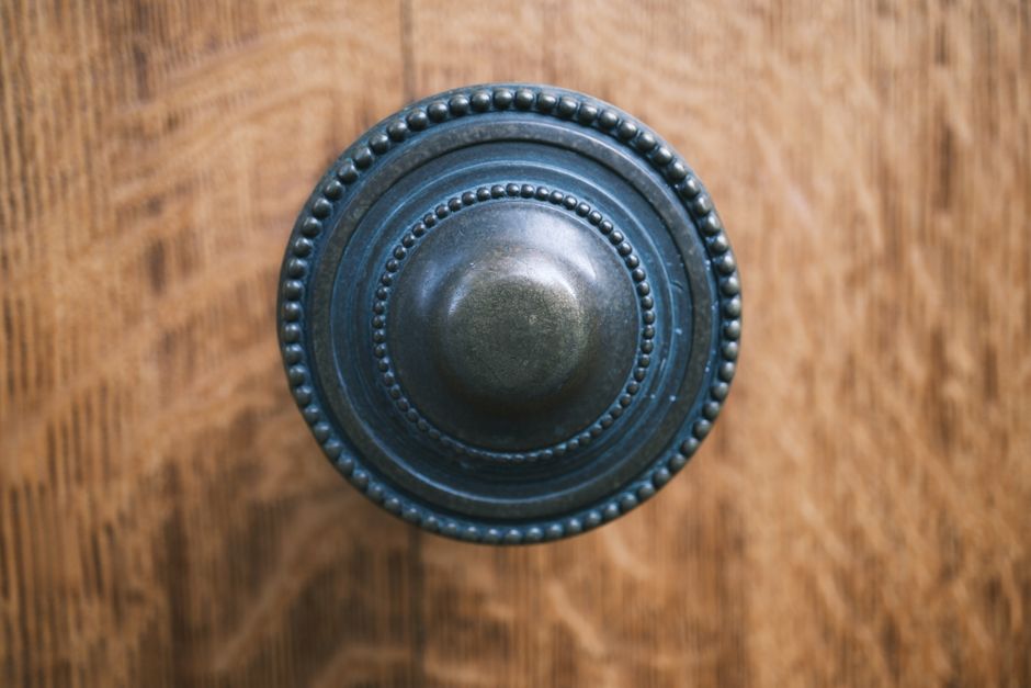 Brass door handle detail